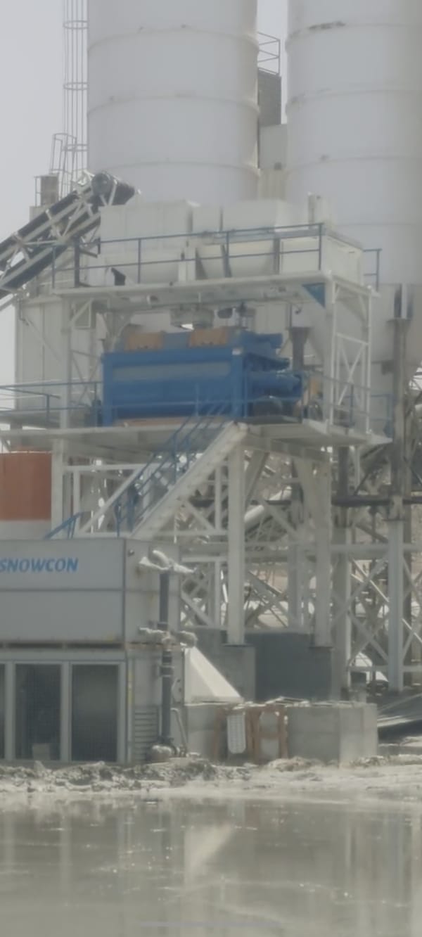 Ready-mix batching plant silos and conveyor